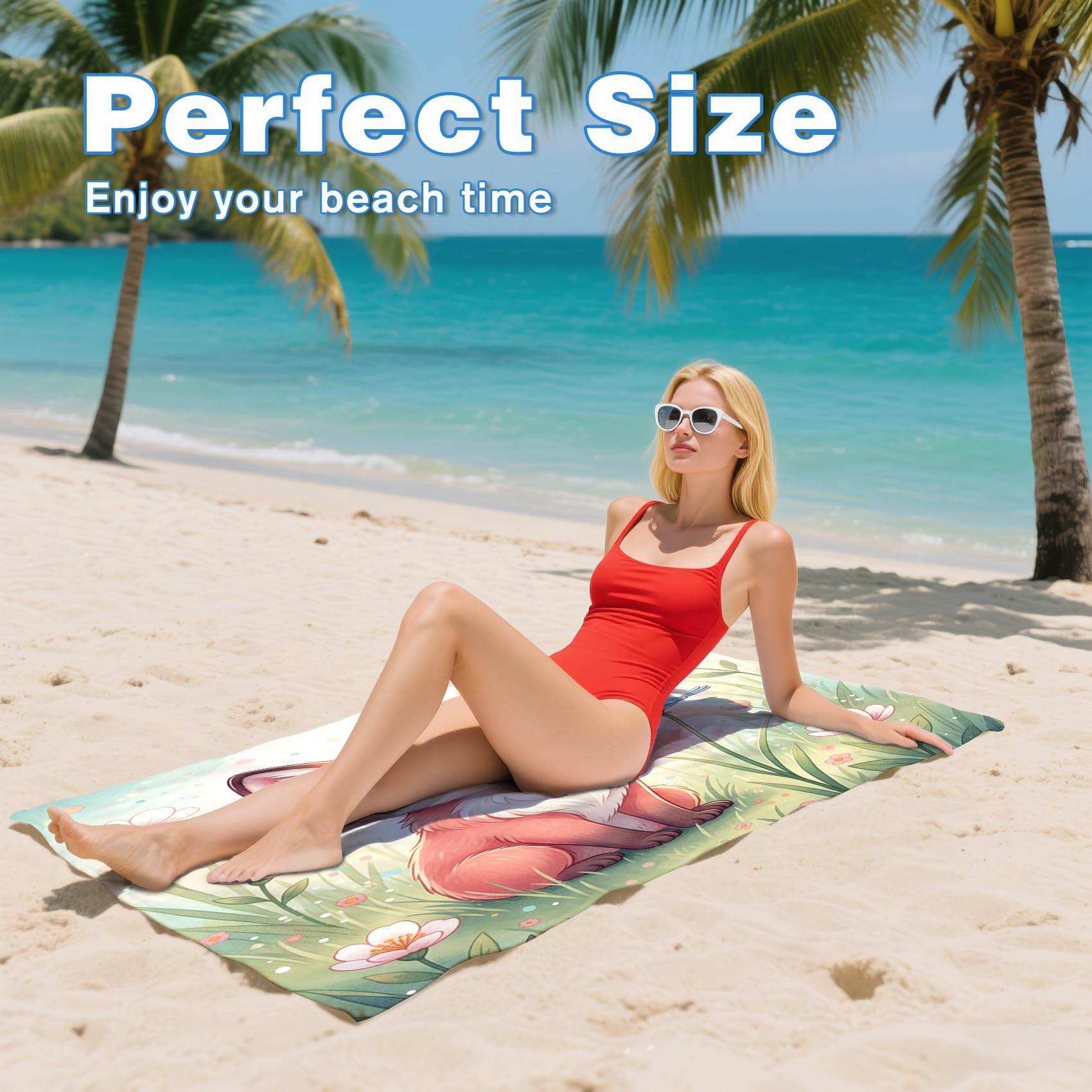 Serviette de Plage XXL Microfibre Renard Kawaii Oiseaux Animaux De La Forêt, Drap de Plage Séchage Rapide Anti Sable & Légère, Serviette de Bain Grande Taille 100x200 cm, Accessoire
