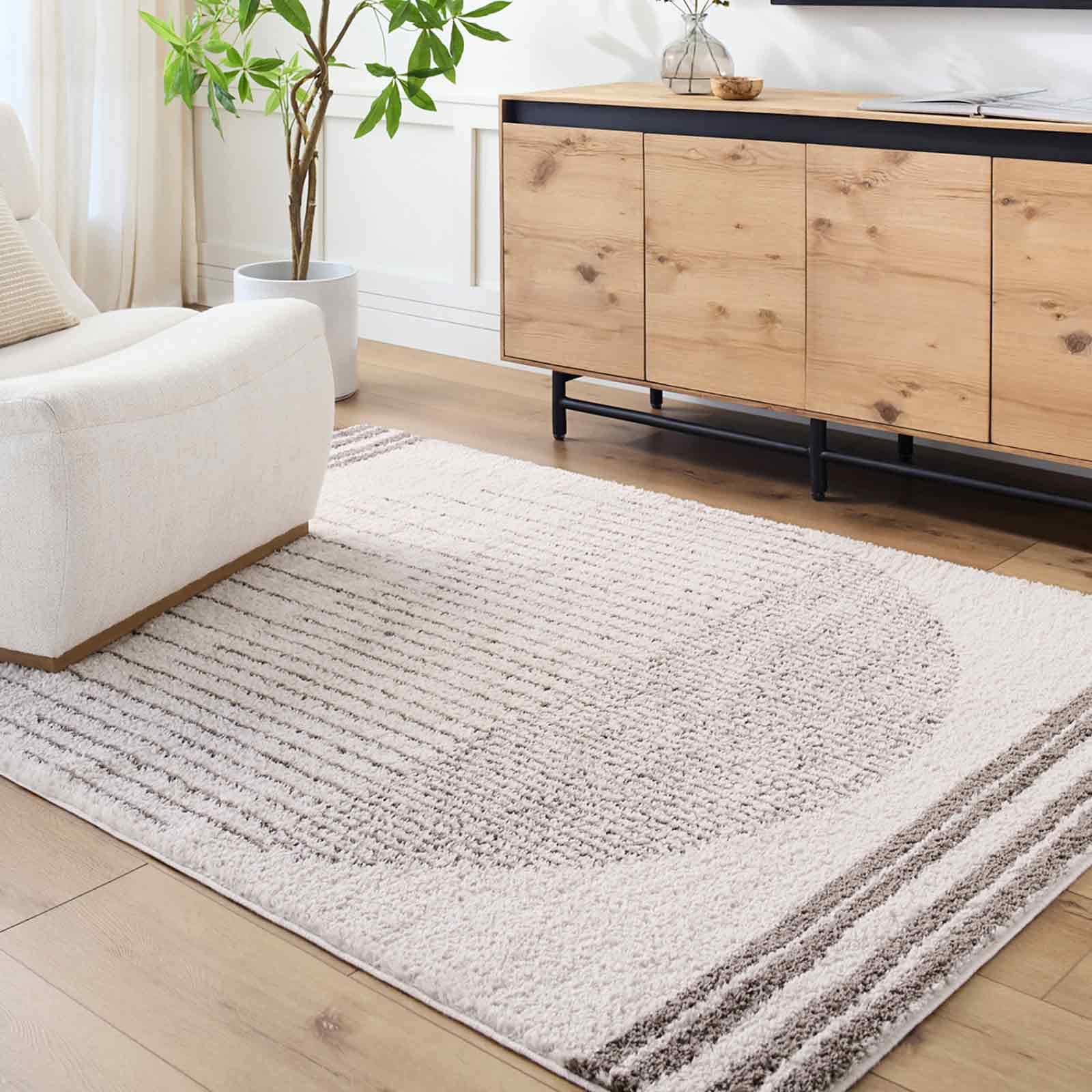 Livabliss Enso3 Nakuru Shaggy Berber Style Floor Covering 200x275 cm – Plush Thick Pile for Living Room & Bedroom, Easy Care, Light Beige & Charcoal
