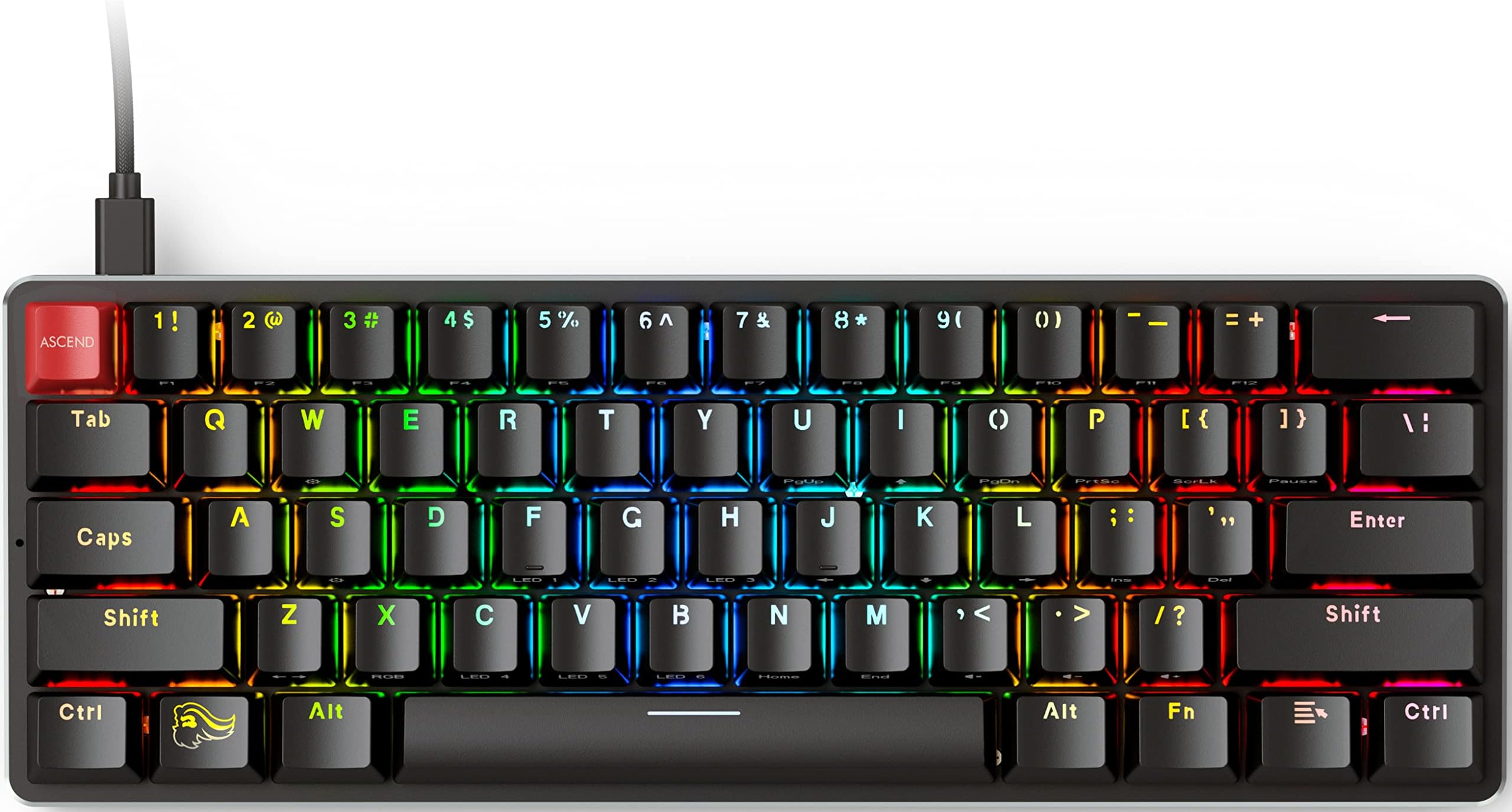 Glorious Gaming GMMK Compact (60%) - Mechanical Gaming Keyboard, Gateron Brown Switches (Tactile), Doubleshot Caps, Per Key RGB, Customisable, Full NKRO, 60% Keyboard, American QWERTY Layout - Black