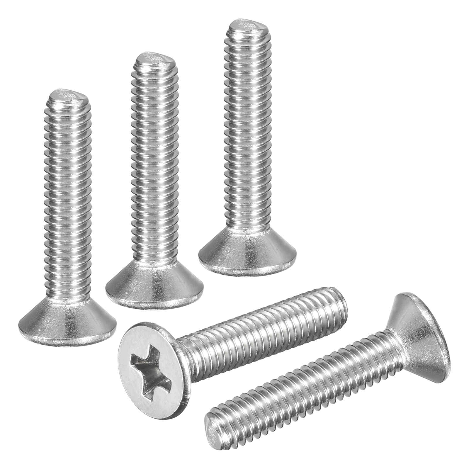 DTGN M4-0.7x20 Flat Head Countersunk Machine Screws - 10pcs - Good for Furniture and Machinery - 304 Stainless Steel Phillips Machine Screws Bolts - Silver