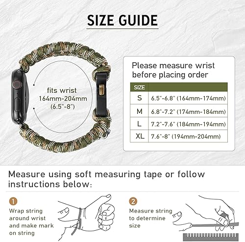 Miniatura 2 de Correa de reloj de supervivencia compatible con Apple Watch Series SE 87654320.039-1.654 in, 1.732 in, 1.772 in, perfecta para actividades al aire