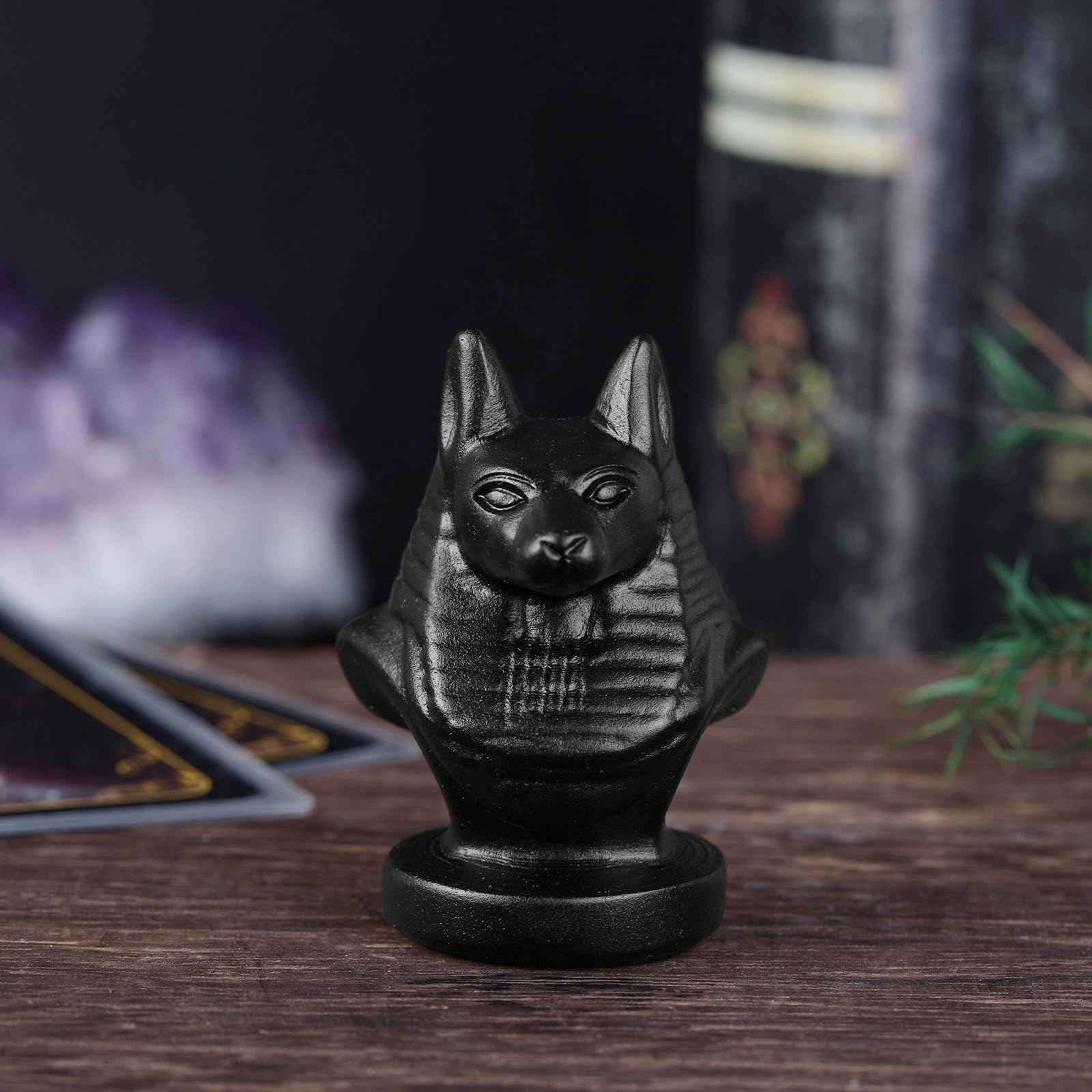 Nupuyai Carved Obsidian Ancient Egyptian God Anubis Statue - Image 4