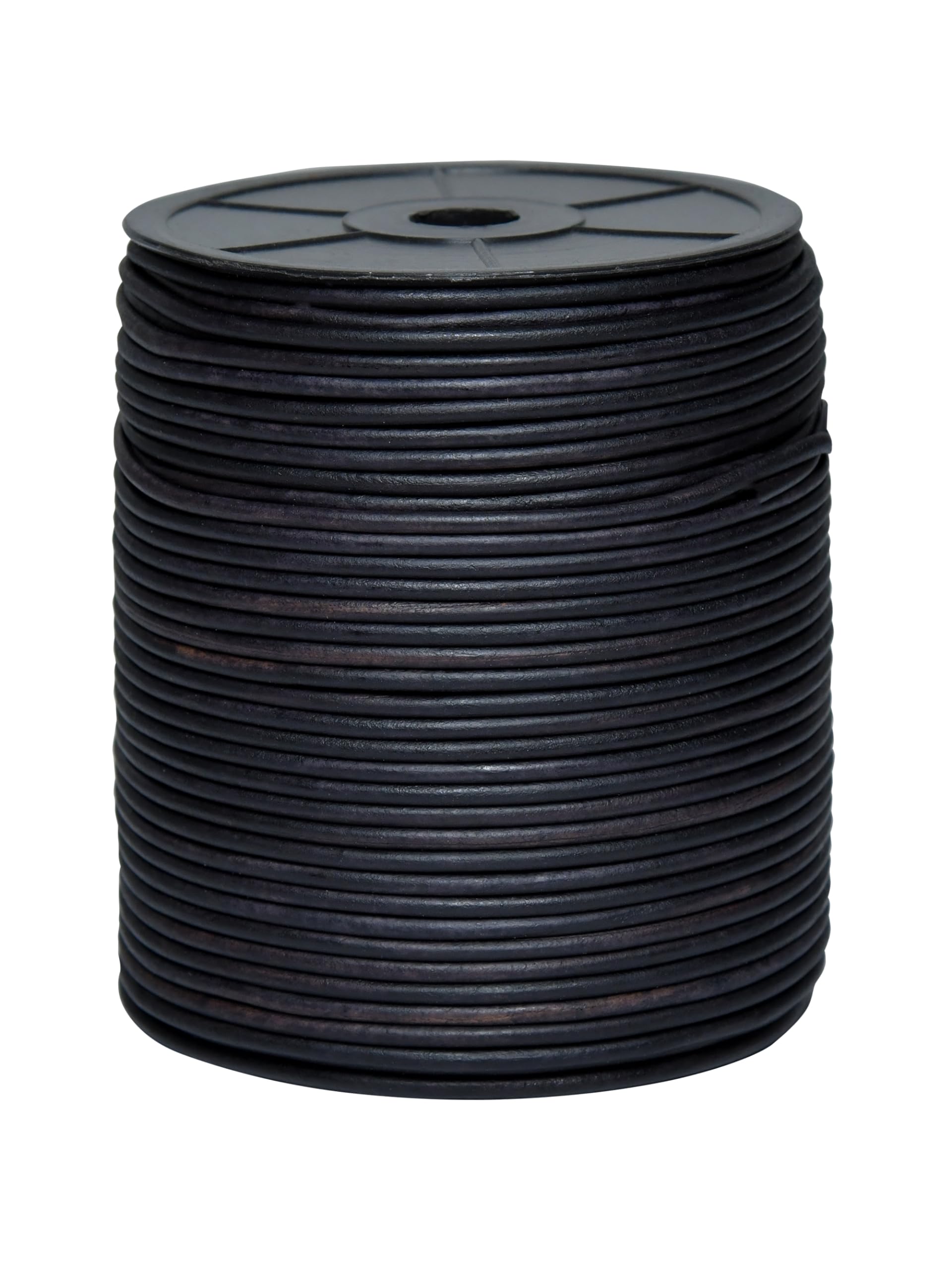 Cords Essentials Round Genuine Leather String Cord, Rope for Jewelry Making, Necklaces, Bracelets, Kumihimo Braiding, Wraps, Crafts and Hobby Projects (Matte Black, 3.0 MM)