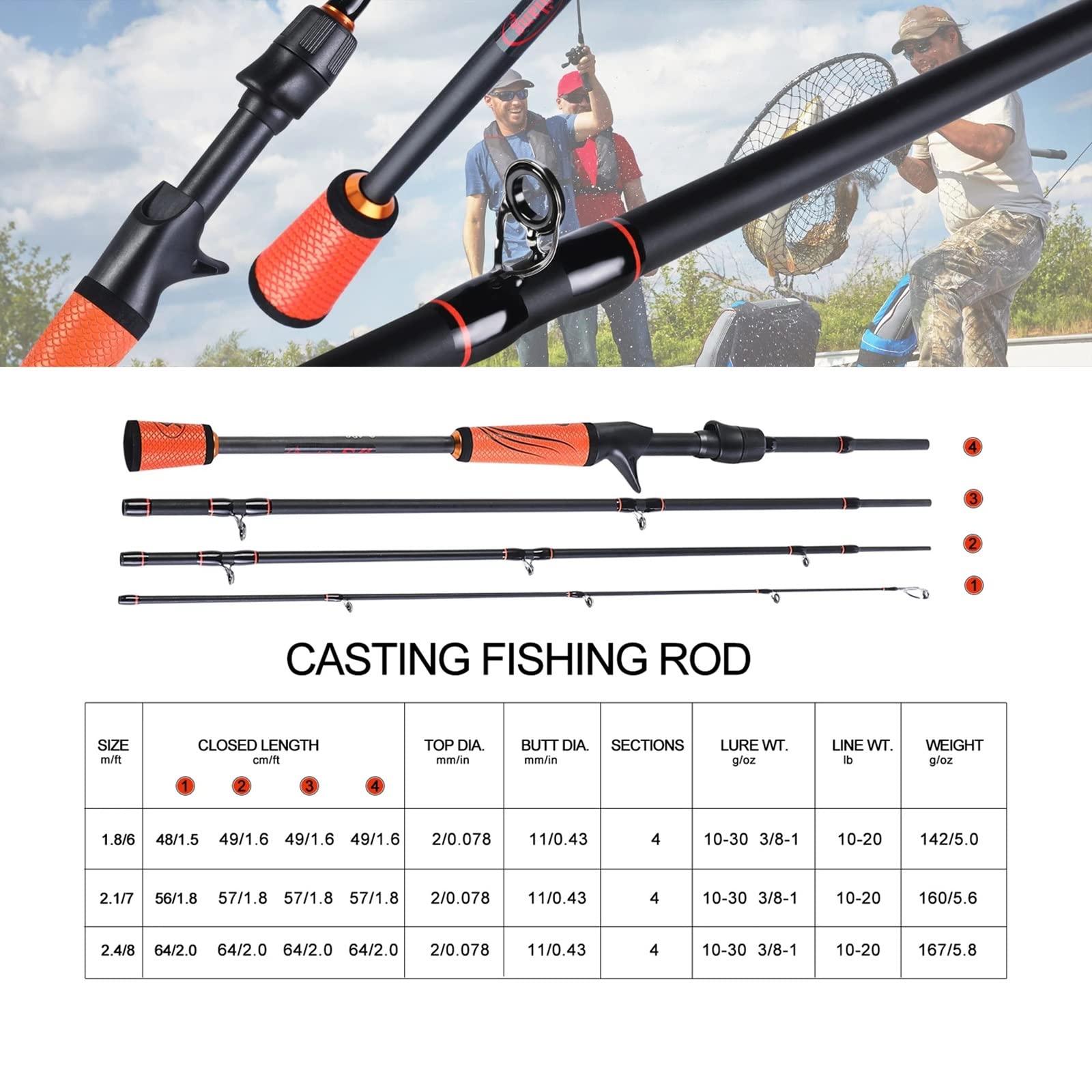 Wędki wędkarskie przenośna 4-częściowa wędka ultralekka gumowa uchwyt z włókna węglowego spinning/casting karp 1,8 m - 2,4 m wędka do pióra