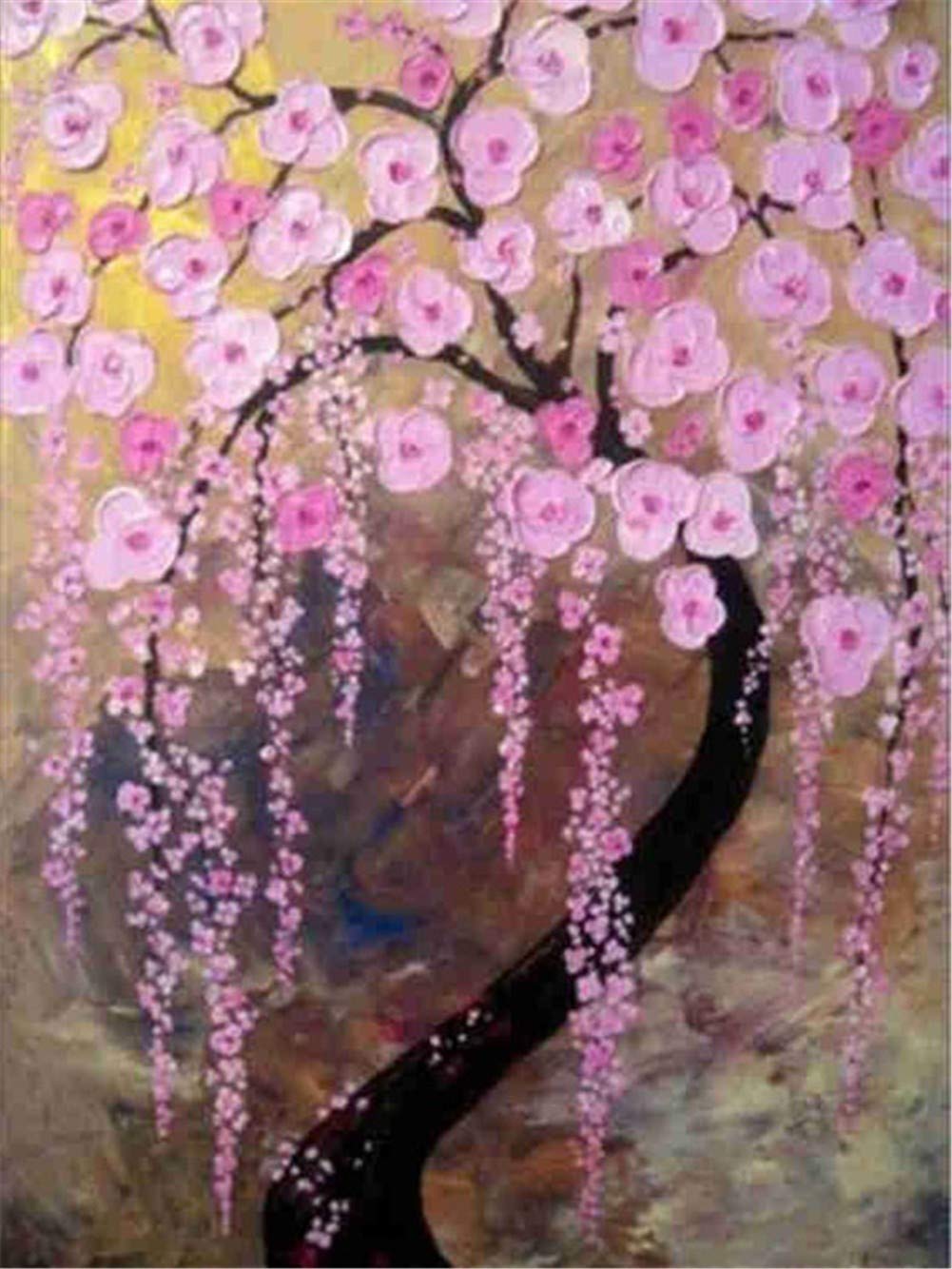 Peinture diamant broderie 5D pêcher rose grand format 60x80cm pour déco salon