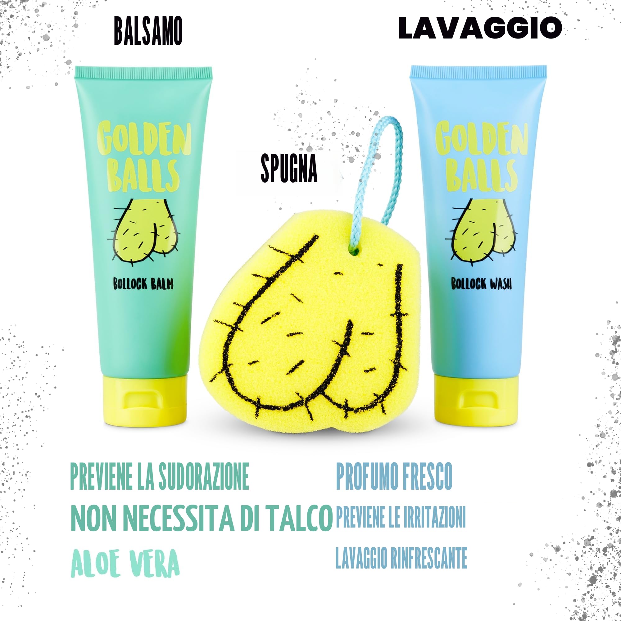 Sass Party & Gifts - Bollock - Set per lavare, balsamo e spugna, per i tuoi oggetti privati, regalo divertente per uomini