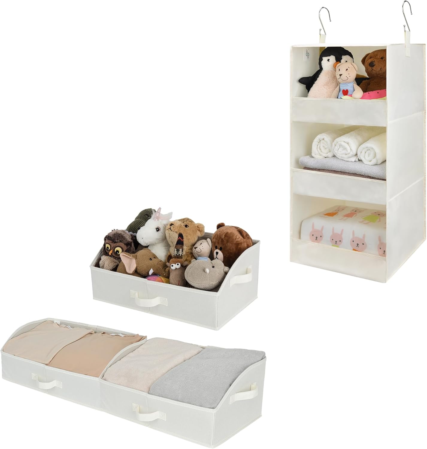 GRANNY SAYS Bundle of 1-Pack Hanging Organizer & 3-Pack Trapezoid Storage Bins for Wardrobe