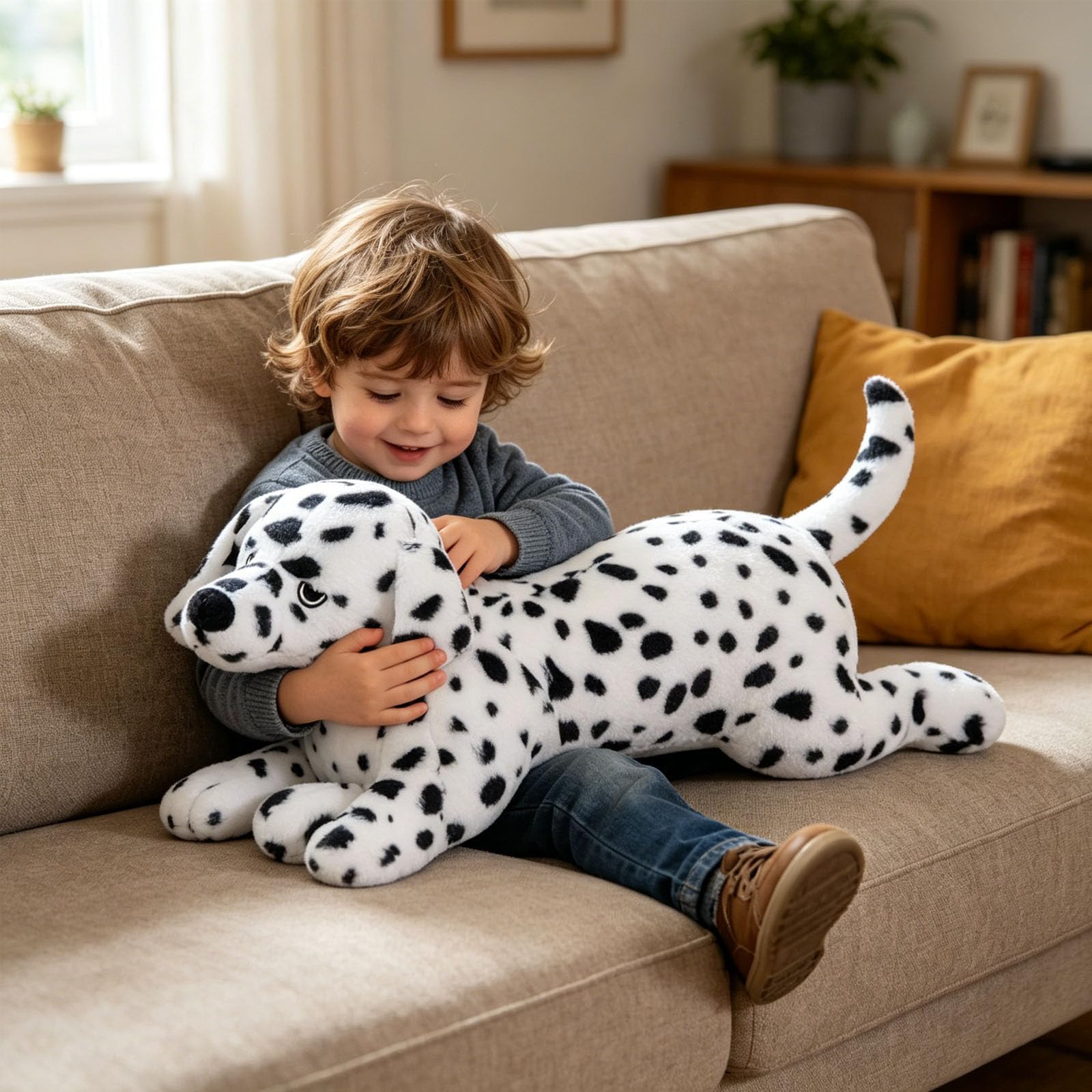Lang Riesen Plüschhund Kuscheltier XXL Dackel Stofftier Dalmatiner Plüschtier,Liegende Plüschhund,Niedliches Kuscheltier,Lebensecht Plüschtier Spielzeug,Geschenke für Mädchen Jungen (100cm,Dalmatiner)