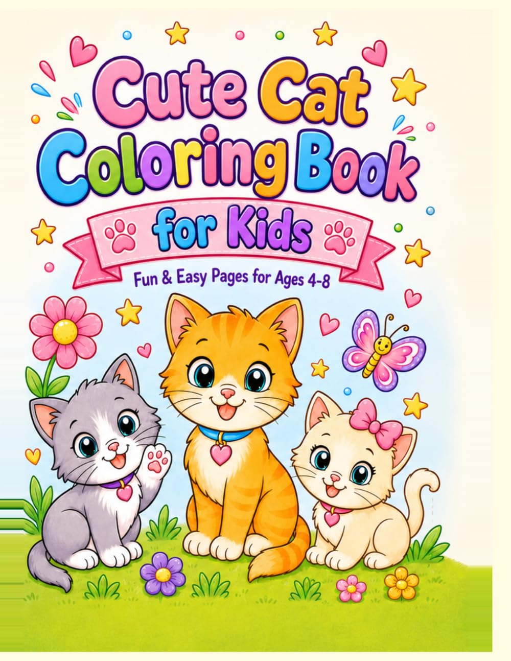 Cute Cat Coloring Book for Kids Ages 4-8: Fun and Easy Kitten Coloring Pages for Little Artists