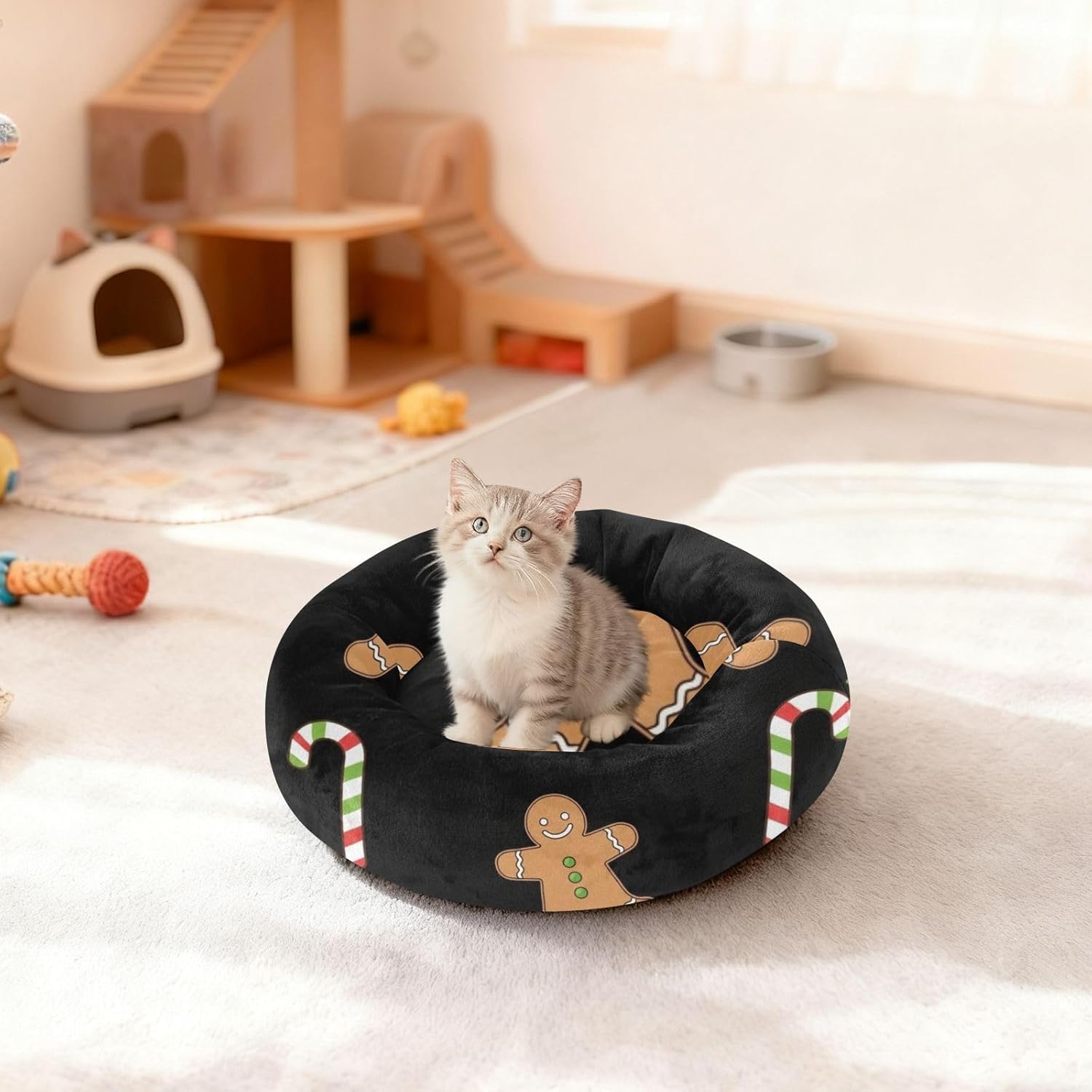 Christmas Pet Dog Bed Removable & Washable fluffier Pillow for Small Size Pets Sleeping