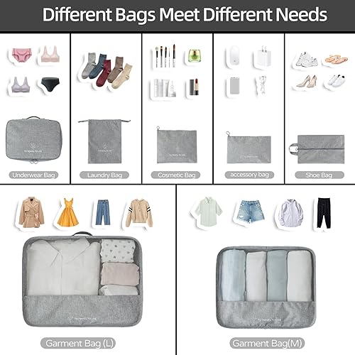 Miniatura 3 de Hugaboom, 7 cubos de embalaje, artículos esenciales de viaje, bolsas organizadoras, maletas de equipaje, organizadores de embalaje para viajes,