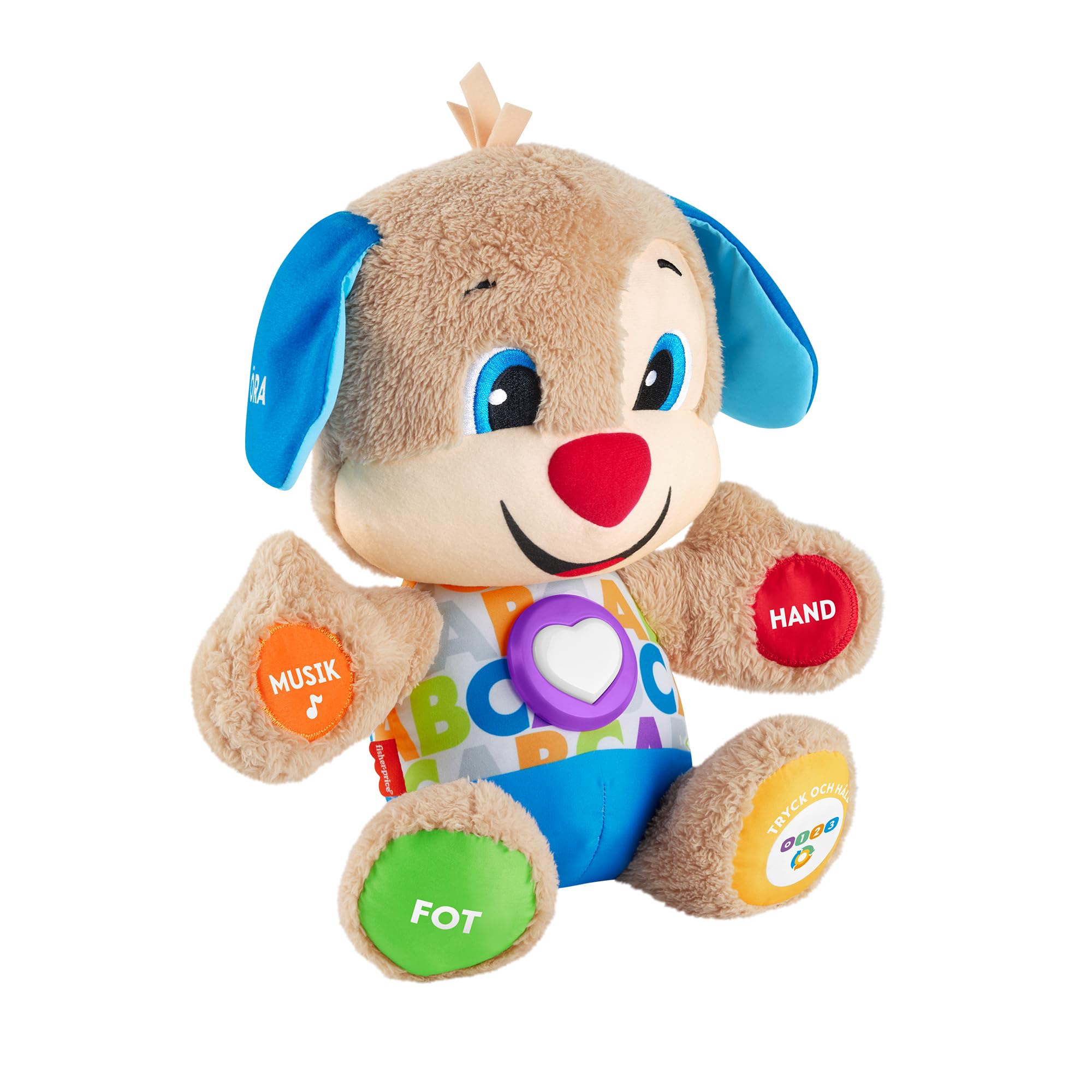 Fisher-Price Il Cagnolino Smart Stages Ridi & Impara, Morbido Peluche educativo per Imparare Le Prime paroline, con 75+ Canzoni, luci e Melodie, 6+ Mesi, Edizione: Svedese, FPM65