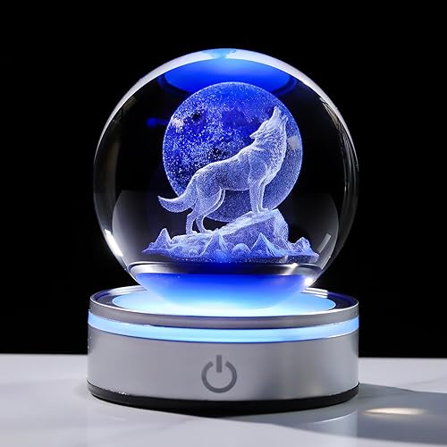 Miniatura 11 de Figura de Hada de Cristal 3D de 3.15 pulgadas, Regalos para Mujeres, Esfera de Cristal Coleccionable de Bruja para su Habitación con Base de Luz
