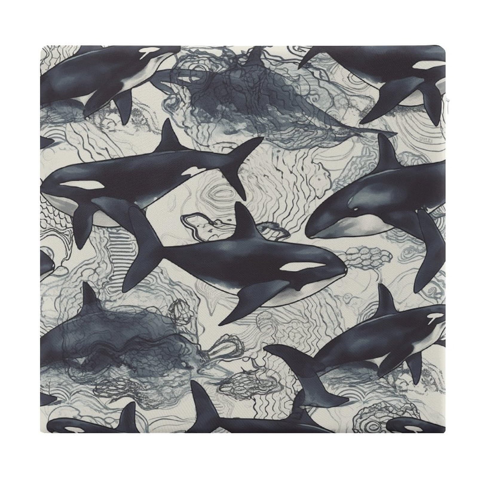 Coussin de chaise pour l'extérieur et le bureau Killer Whale en mousse carrée