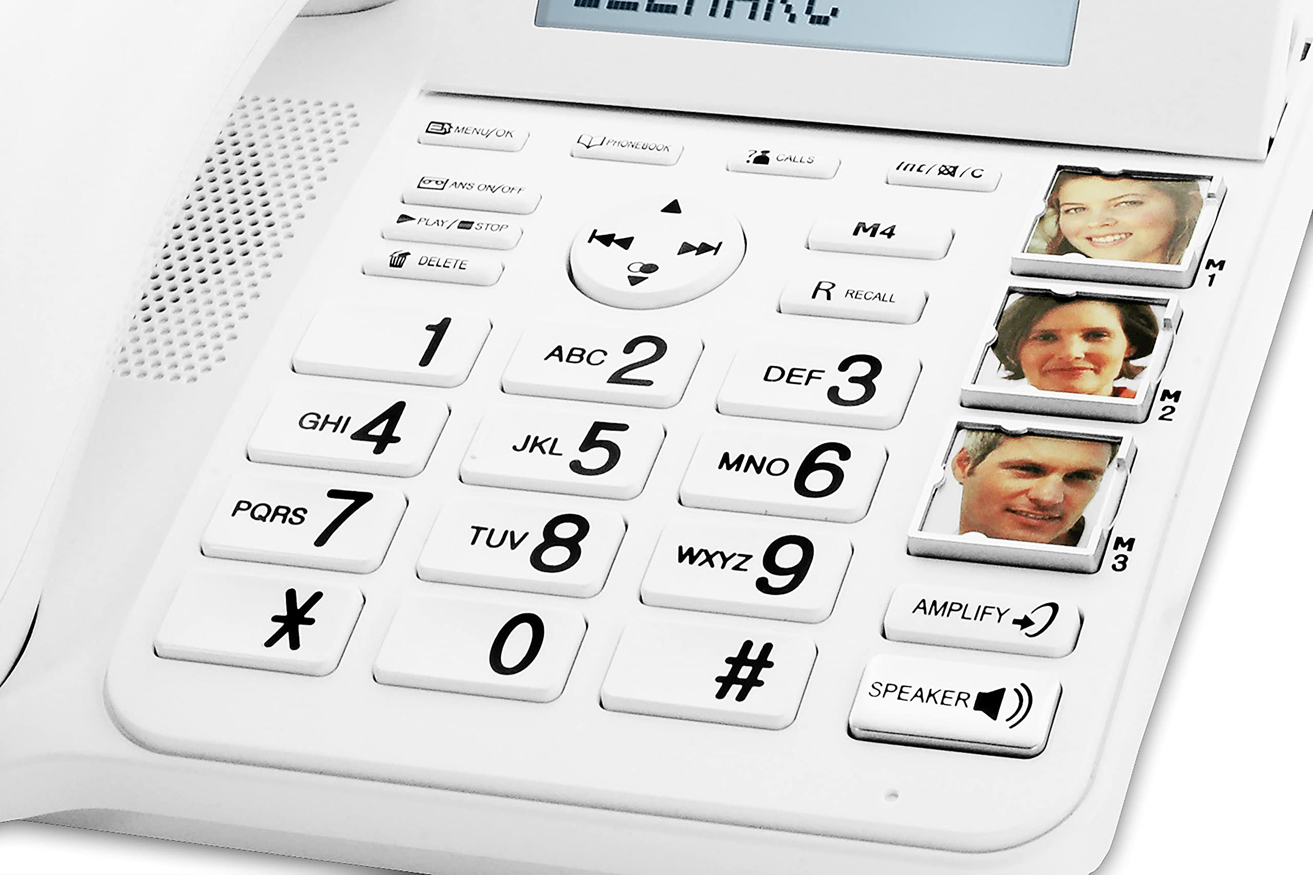 Geemarc Amplidect 295 Combi - Mobilitätshilfe für Senioren - Festnetztelefon mit Großer-Tasten-Tastatur - Weiß
