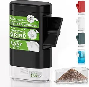 Traditional Black Pepper Grinder Mill - Manual, High-Efficiency Salt and Pepper Grinder - Durable, Adjustable Coarseness Pepper Mill Grinder - Easy to Use