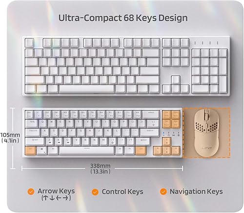 Miniatura 8 de LTC NB681 Nimbleback - Teclado mecánico con cable al 65%, retroiluminado RGB ultracompacto de 68 teclas para juegos con interruptor intercambiable