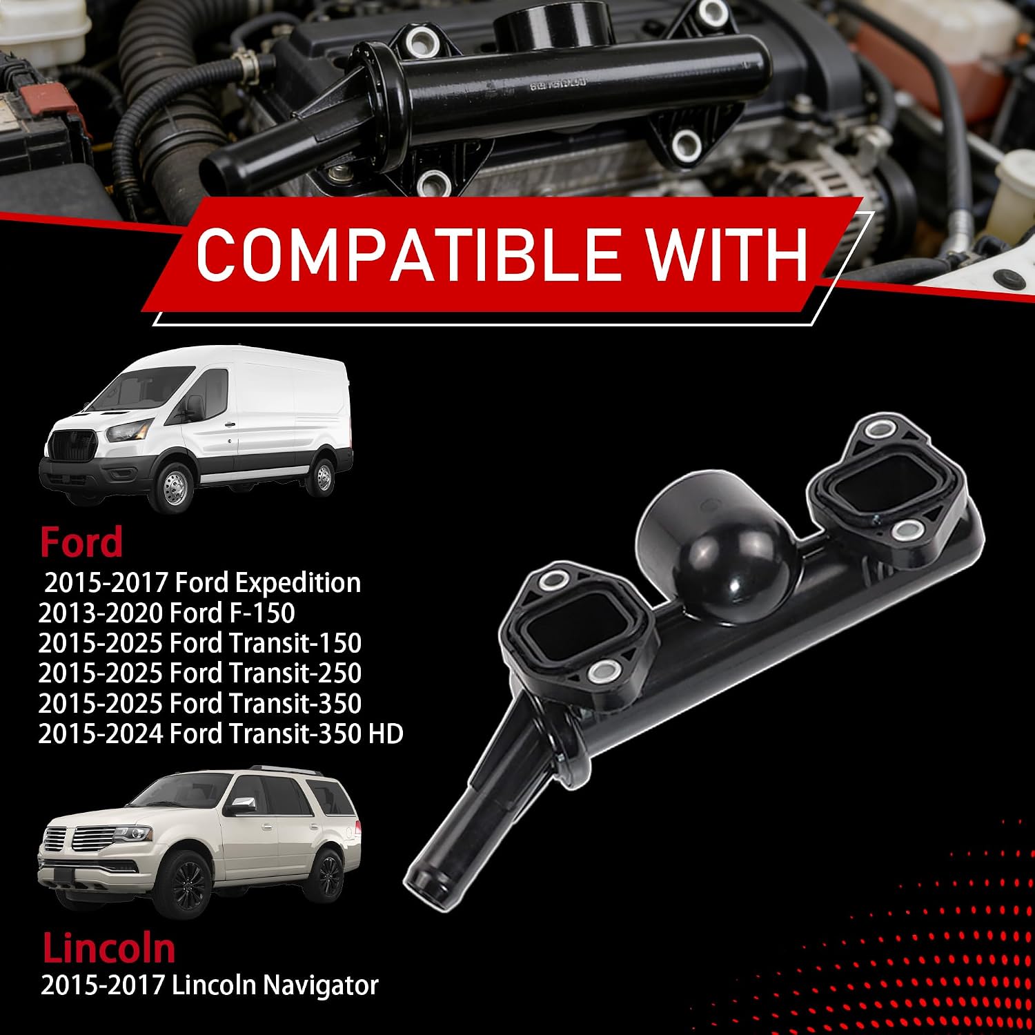 DL3Z8C368A Engine Coolant Outlet Flange Compatible With 2013-2025 Ford F-150 Transit-150 Transit-250 Transit-350 HD Expedition 2015-2017 Lincoln Navigator Replaces DL3Z-8C368-A