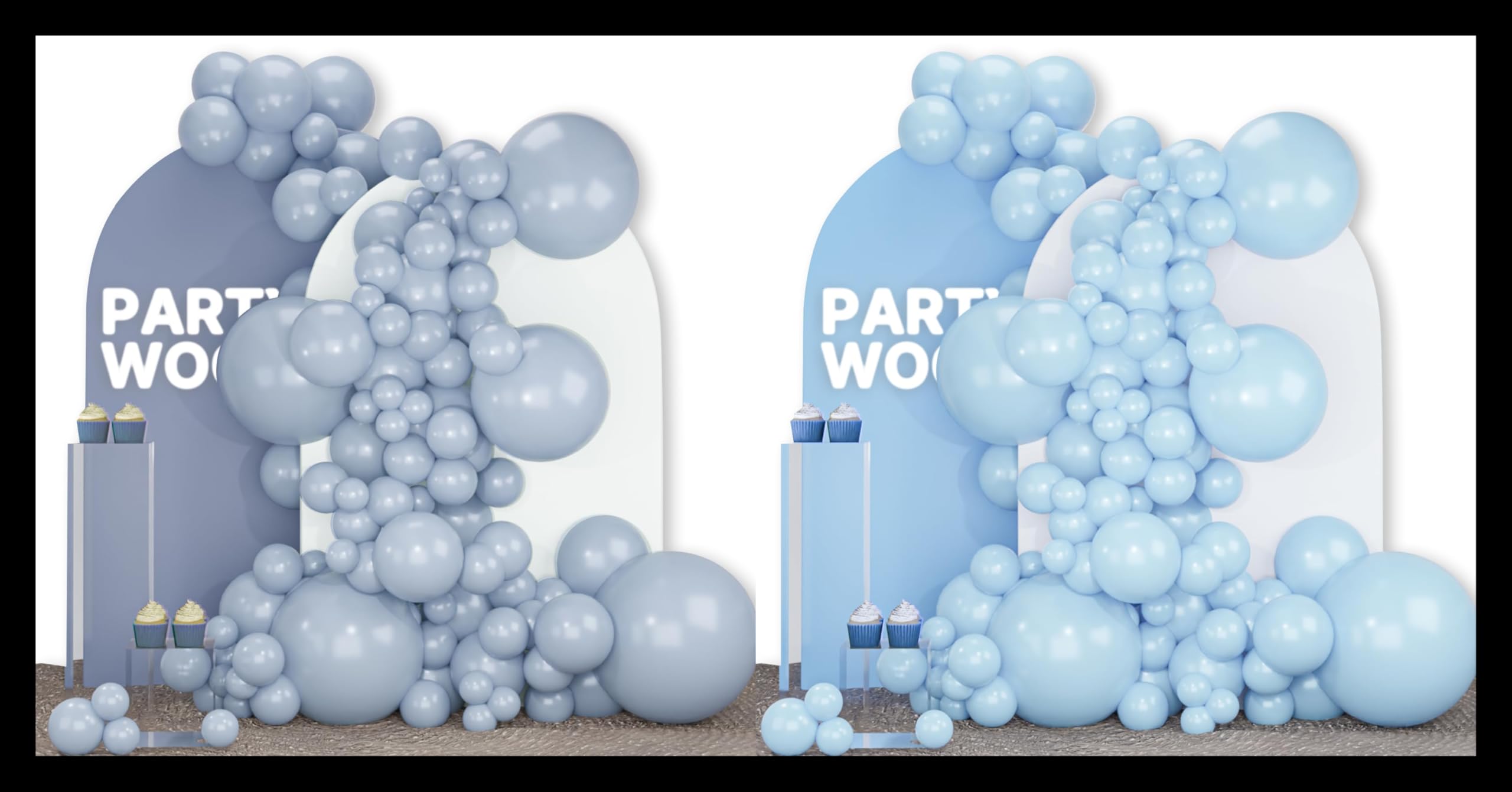 PartyWoo Dusty Blue Balloons 140 pcs and PartyWoo Baby Blue Balloons 152 pcs