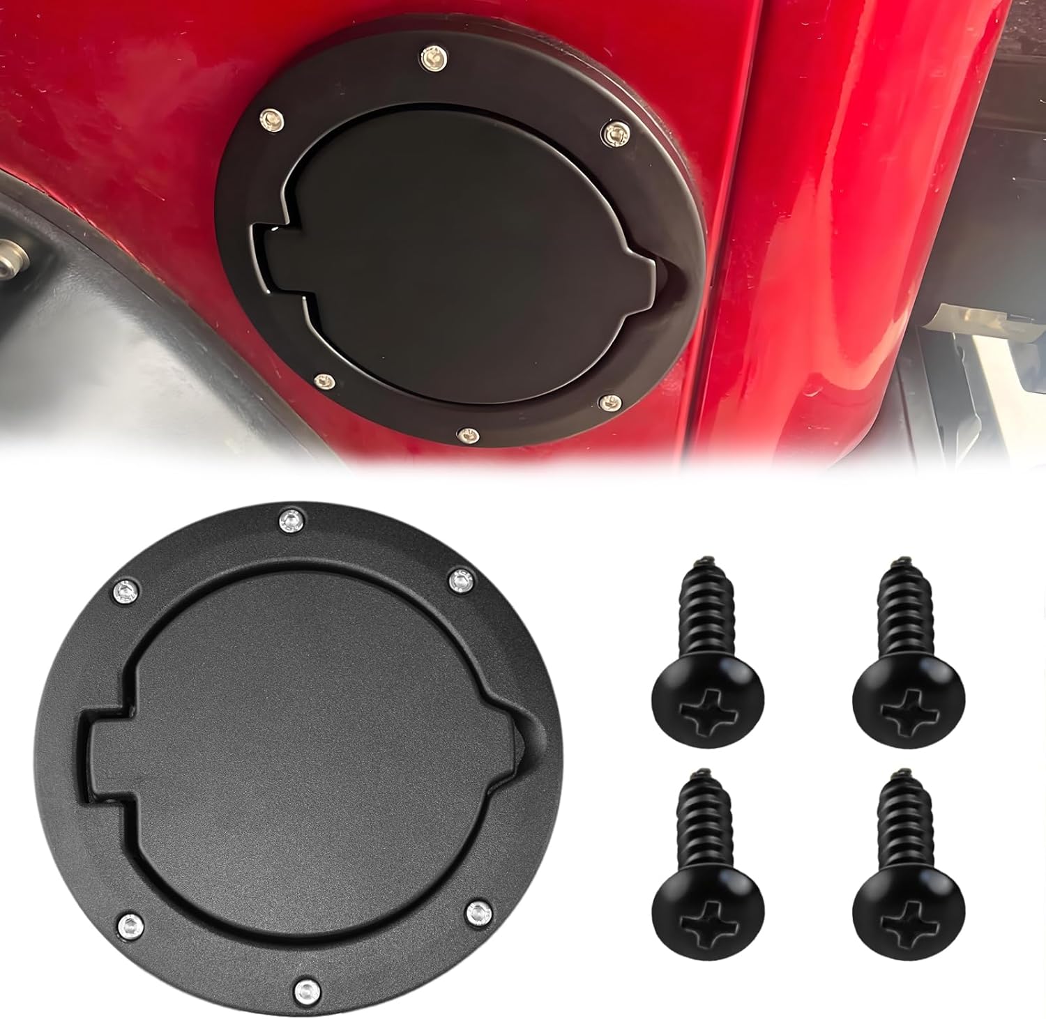 Mupera Gas Cap Cover Aluminum Fuel Filler Door for Jeep Wrangler TJ 1997-2006