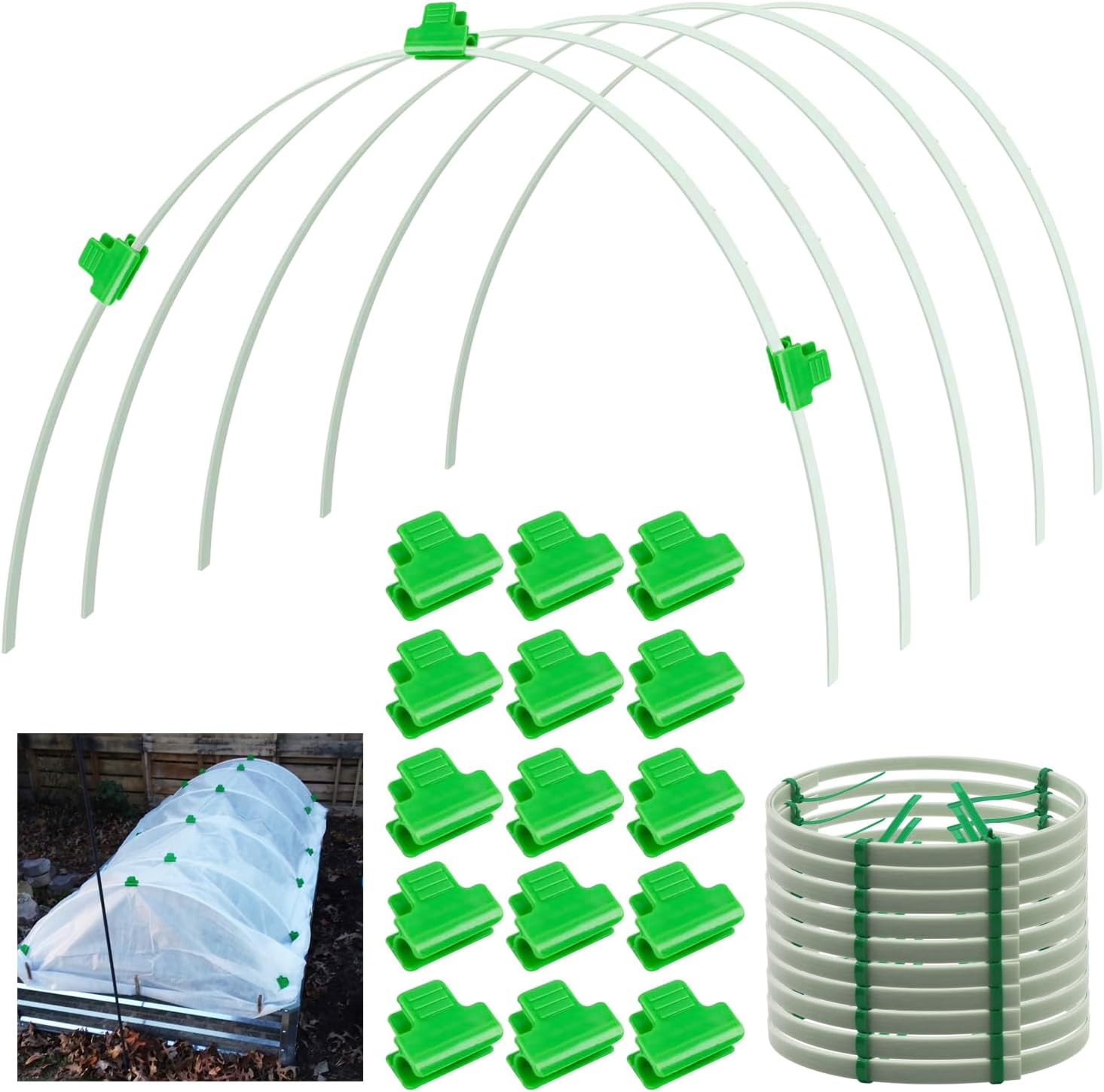 Greenhouse Hoops for Raised Beds 10 Pcs 78.7 Inch Detachable Fiberglass