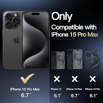 JETech Grip Case for iPhone 15 Pro Max, Black Titanium