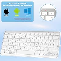 Qulose Bluetooth mini francia AZERTY billentyűzet, halk könnyű, USB-C újratölthető, 12 multimédia gomb, Mac iPad iPhone Android Windows, ezü 2