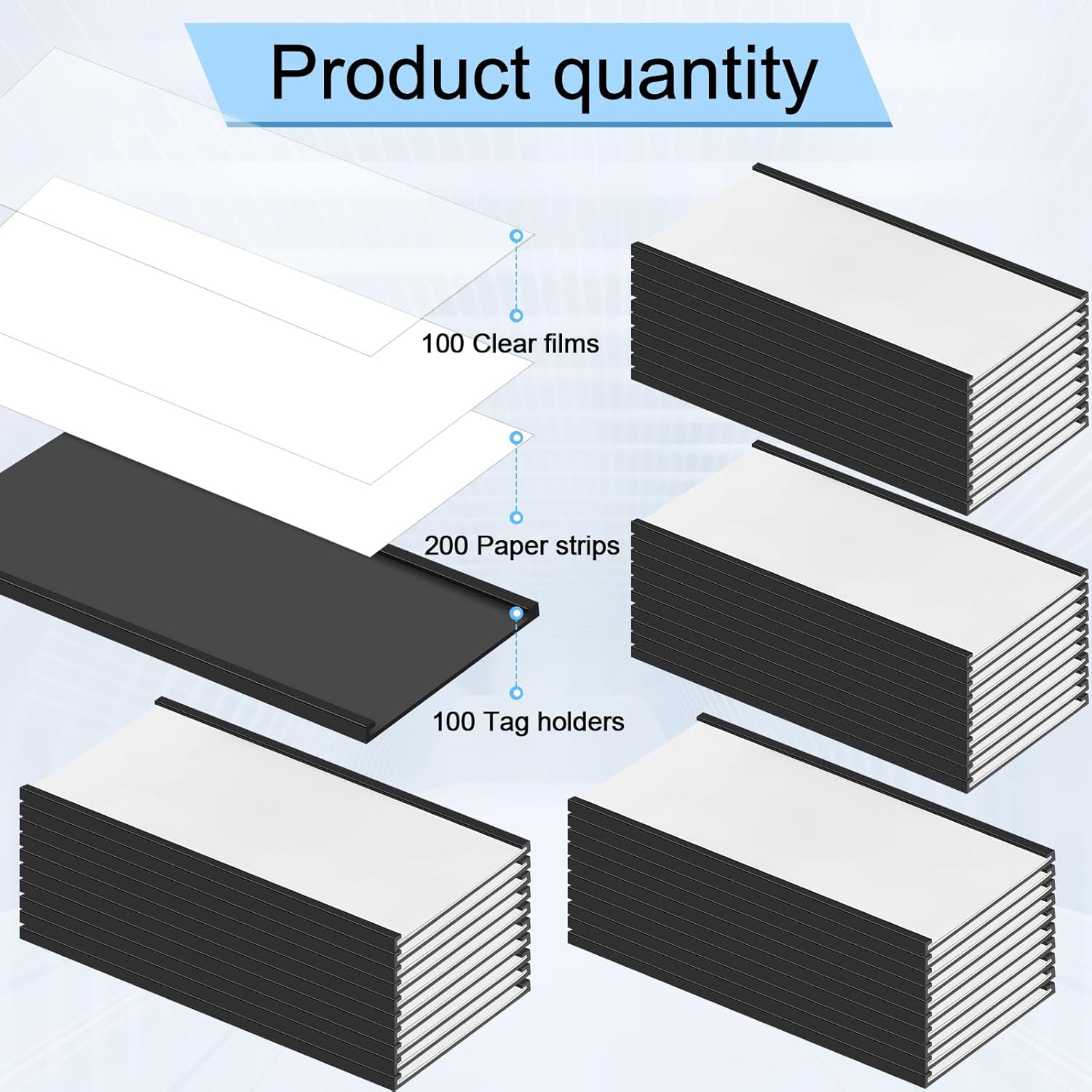 Fulmoon 100 Sets Magnetic Label Holders 4 x 2 Inch C Channel Label Holders Magnetic Name Plate with Clear Plastic Protectors and White Paper Inserts for File Cabinet Shelf Toolbox Drawer