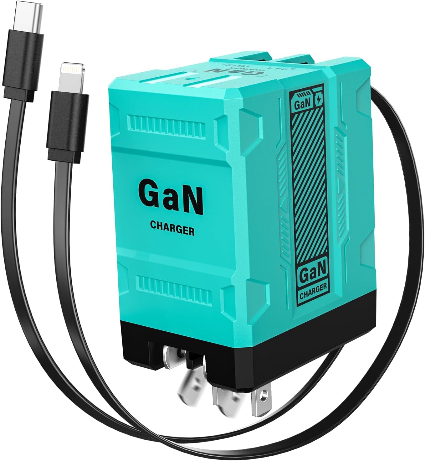 2 in 1 Retractable Gan Wall Charger with Dual Cables, Fast Charging 45W Retractable Phone Charger Wall Plug with 2 Charging Cable, USB C Chargers Block for iPhone 17 16 15 14 13, LG,Pixel