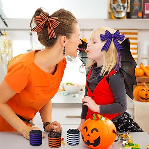 Miniatura 6 de Zeyune 3 rollos de cintas de arpillera a rayas de Navidad de 30 yardas x 2.5 pulgadas para envolver regalos, lazo, coronas, manualidades, para