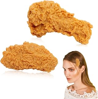 2Pcs Imitation Fried Chicken Leg Fried Chicken Wings Hair Clips Hair Styling Accessories, Creative Simulation Hairpins for Women Girls, Cosplay Props Gifts for Party Favors