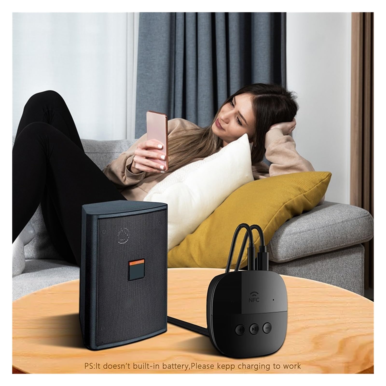 Odbiornik audio Bluetooth Bezprzewodowy adapter stereo z mikrofonem do zestawu samochodowego Wzmacniacz głośników(No Cable)