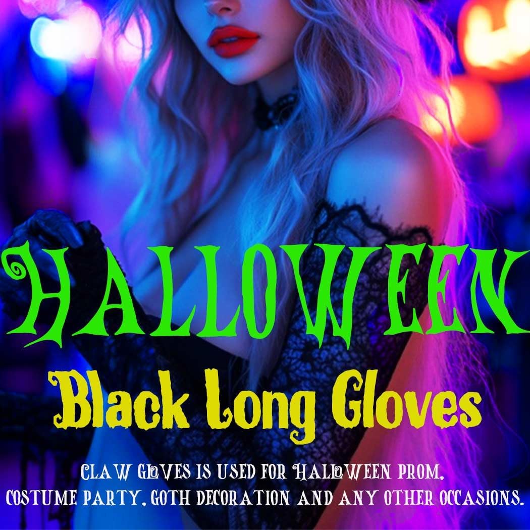 Long Satin Halloween Claw Gloves Black Elbow Length Paw Gloves Cosplay Costume Accessories for Women image 3