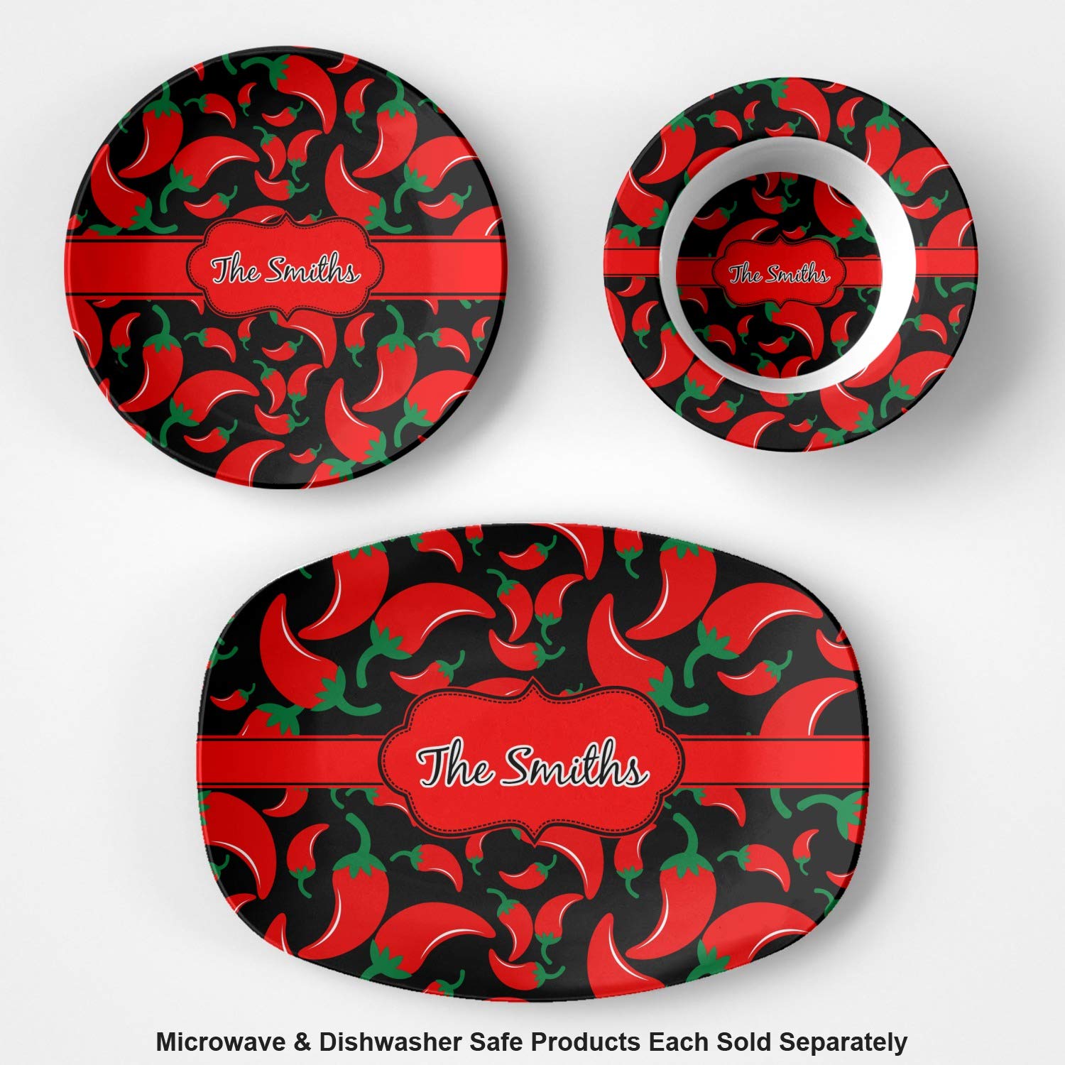 Personalized Chili Peppers Plastic Bowl - Microwave Safe - Composite Polymer