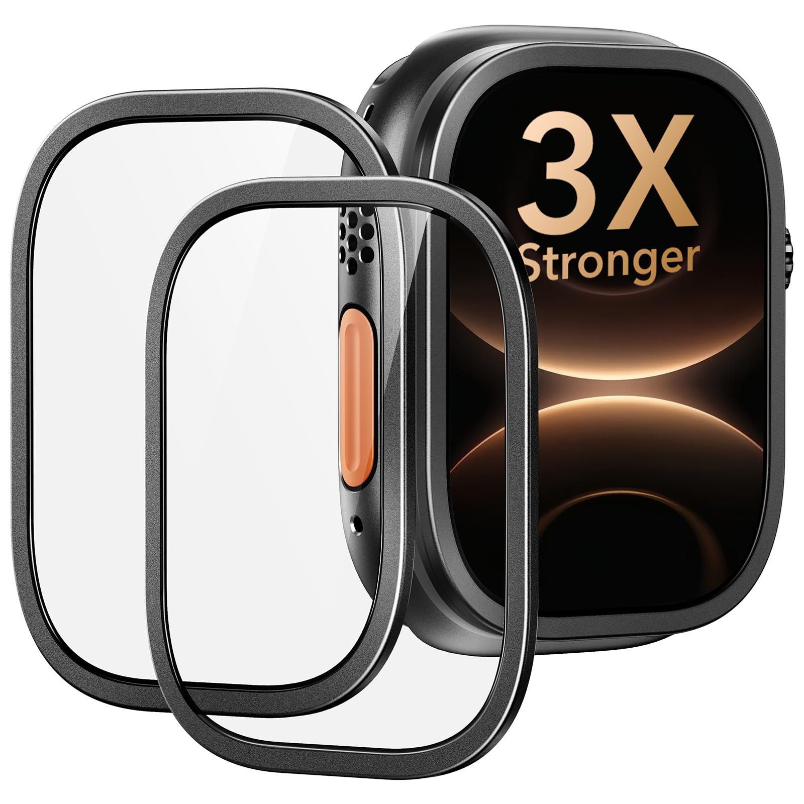 ESR Accessory Glass by Corning™ for Apple Watch Ultra 3/2/Ultra, Black | 2 Pack 49 mm Premium Screen Protectors. Military-Grade Ultimate Drop Protection. Bubble & Dust Free-image-15