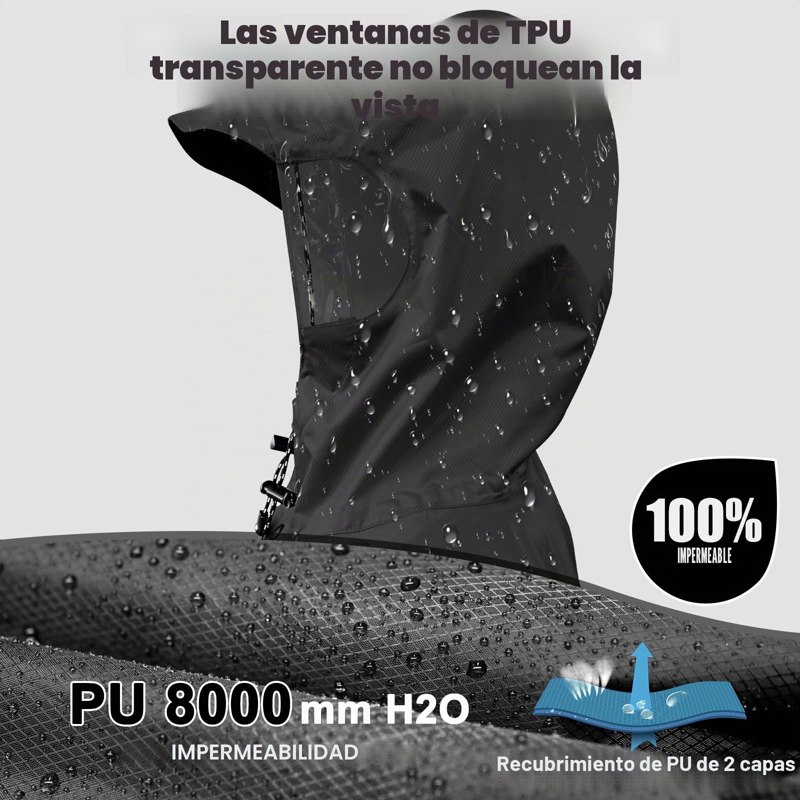 Andake Poncho de Lluvia con Capucha Chubasquero Impermeable Ligero Multifuncional como Toldo Manta Estera de Camping para Senderismo Ciclismo