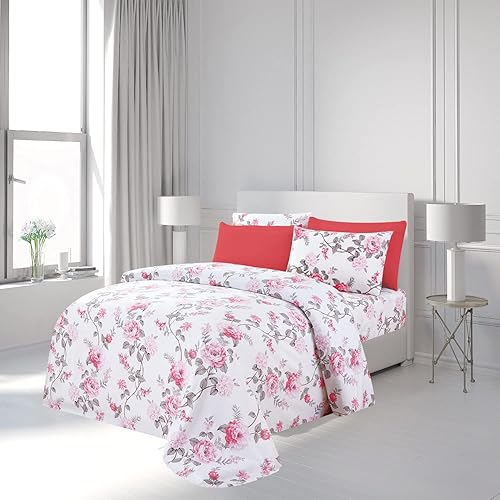 PREMIUS Rose - Juego de sábanas de microfibra de lujo de 6 piezas, sin arrugas, tamaño King