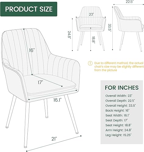 Miniatura 3 de Gold Thumb Juego de 2 sillas de comedor de terciopelo con respaldo medio, sillón moderno de ocio con patas chapadas en oro, silla tapizada para sala