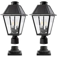 LUTEC Outdoor Solar Lamp Post Light with Motion Sensor, 2 Pack Dusk to Dawn Waterproof Pole Light Head with Three Modes, Exterior Black Solar Powered Fence Post Light Fixtures with Base