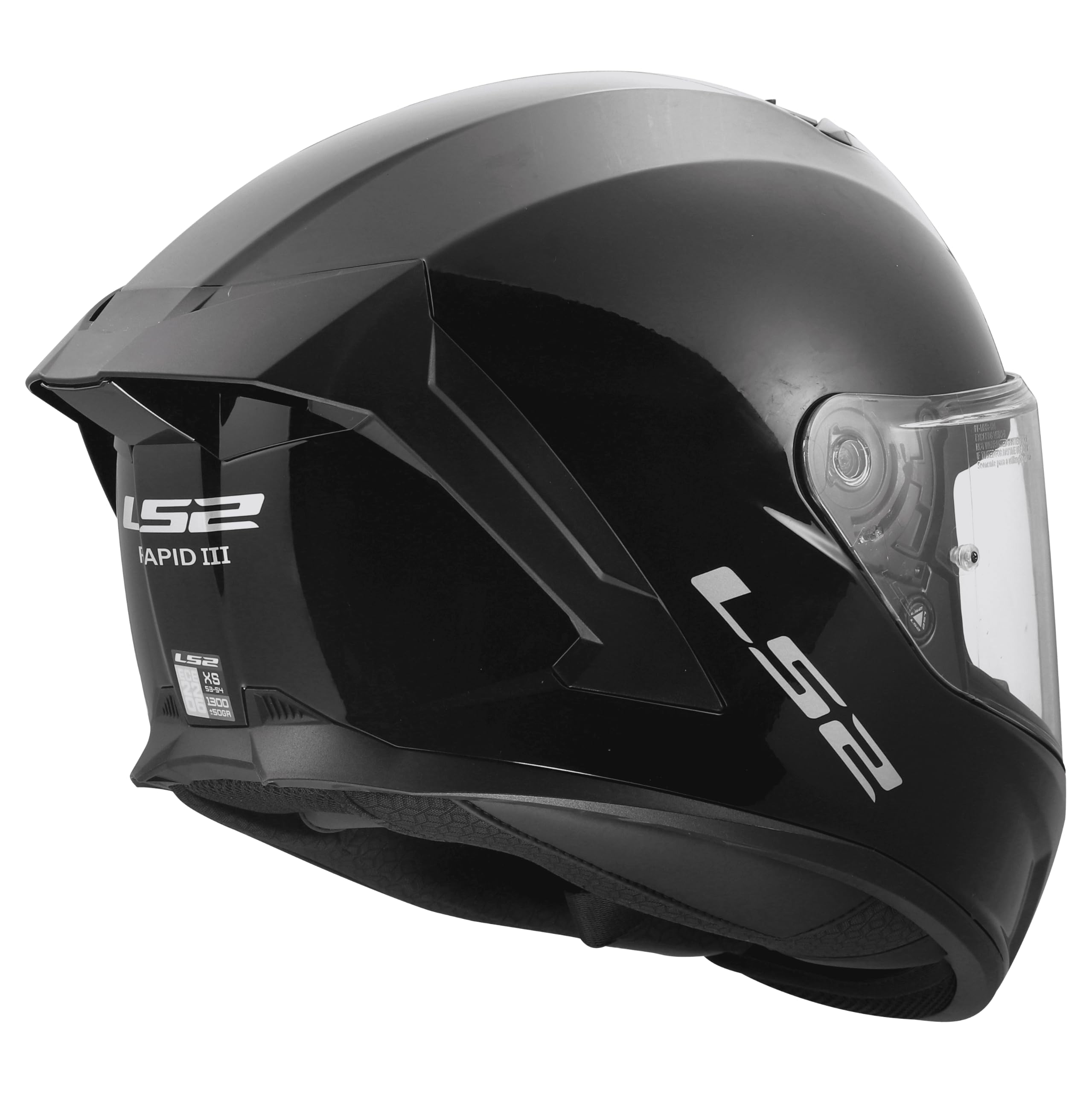LS2, Casco Moto Integral RAPID III SOLID Gloss Black, M