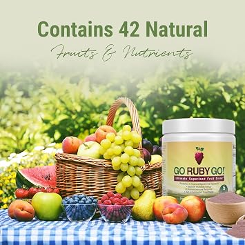 IVL - GO Ruby GO! Red Superfood Powder Juice | 42 Antioxidants Probiotics, and Immunity Boost (Beet Root Powder and more Powder Supplements) | Fruit Powder & Extract Blend | Energy & Digestion Boost