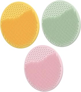 فرشاة استحمام للاطفال، 3 عبوات من فرشاة شعر حمام الطفل، مشط فروة الرأس من السيليكون الناعم لتنظيف غطاء المهد واداة تدليك متعددة الوظائف للبشرة مع كوب شفط