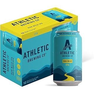 Athletic Brewing Company Craft Non-Alcoholic Beer - 12 Pack x 12 Fl Oz Cans - Run Wild IPA - Low-Calorie, Award Winning - The Ultimate Sessionable IPA Subtle Yet Complex Malt Profile