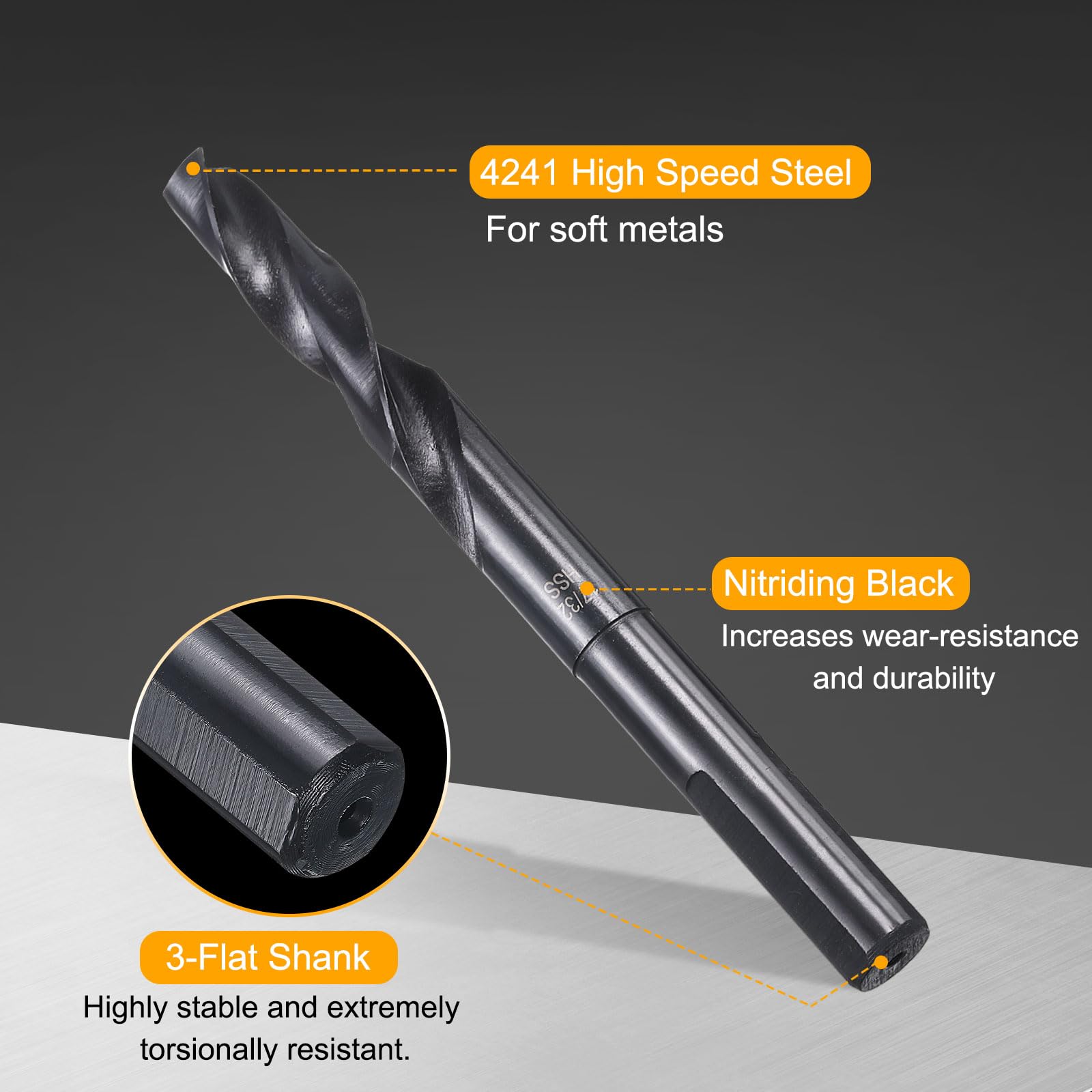 31mm Drill Bit 1/2" Reduced Shank 3-Flat 4241 High Speed Steel