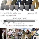 LionVII Ceintures pour hommes - Bracelet en nylon avec ceinture réglable en métal pour la robe et le casual, taille 27-49"