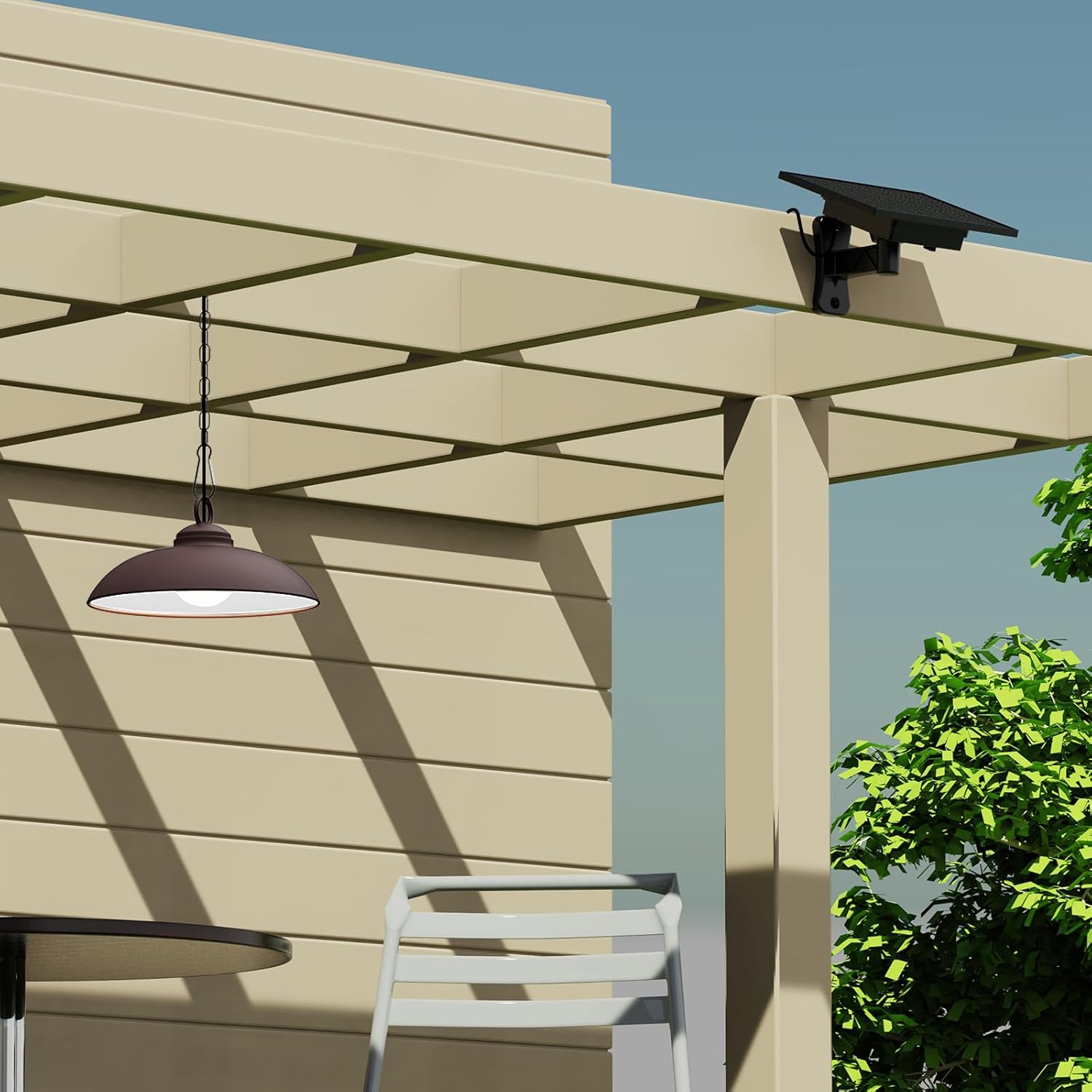 Solar Pendant Lights, Outdoor Indoor 300 Lumen Solar LED Shed Light, with Remote Control: 3 CCT Options, 2 Brightness, Timing Settings, Single Pack, Rubbed Bronze Finish