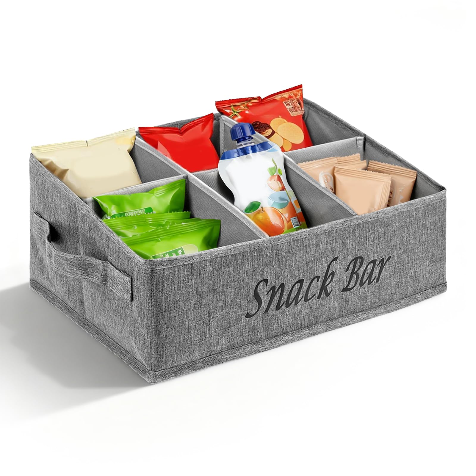 QYRDBGY Snack Aufbewahrung, Snack Bar SüßIgkeiten Aufbewahrungsbox Küche mit Griff 6 Fächern Separate Aufbewahrung Snack-Organizer aus Stoff Geeignet von Snacks Spielzeug