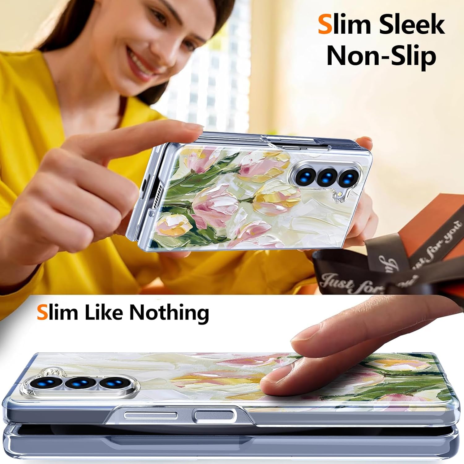 Magnetic for Galaxy Z Fold 7 Case,Built-in Magnet Circle&Wireless Charging,Military-Grade Shockproof case Cover for Z Fold 7 [Oil Painting of Tulips] MUS-CXDZ-09-09