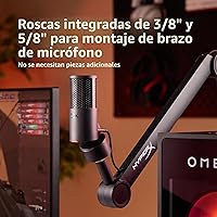 Vista 7 de HyperX SoloCast 2 - Micrófono condensador USB para juegos para PC, USB-C a USB-A, filtro pop integrado, soporte de choque interno, Plug and Play, 24