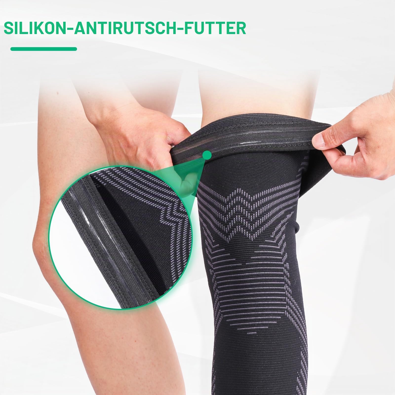 FOGOIN Flytex Kompressions-Kniebandage V2, Atmungsaktive Sportbandage für Basketball, Laufen & Gelenkunterstützung bei Arthrose/Verletzungen (1 Paar)